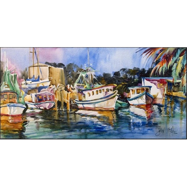 Carolines Treasures Shrimp Boats Warehouse Indoor and Outdoor Runner Mat- 28 x 58 in. JMK1329HRM2858 - main